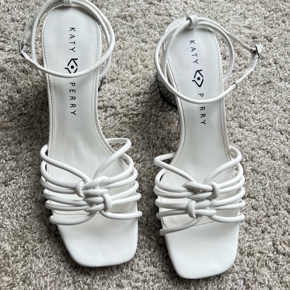 Katy Perry Collections Silver and White Strappy Heels. New without tags - Picture 3 of 7